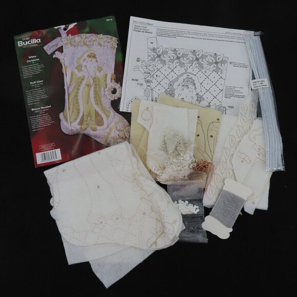 Bucilla White Christmas Santa Claus 85318  Felt Stocking STARTED Craft Kit 2006 - Picture 1 of 11